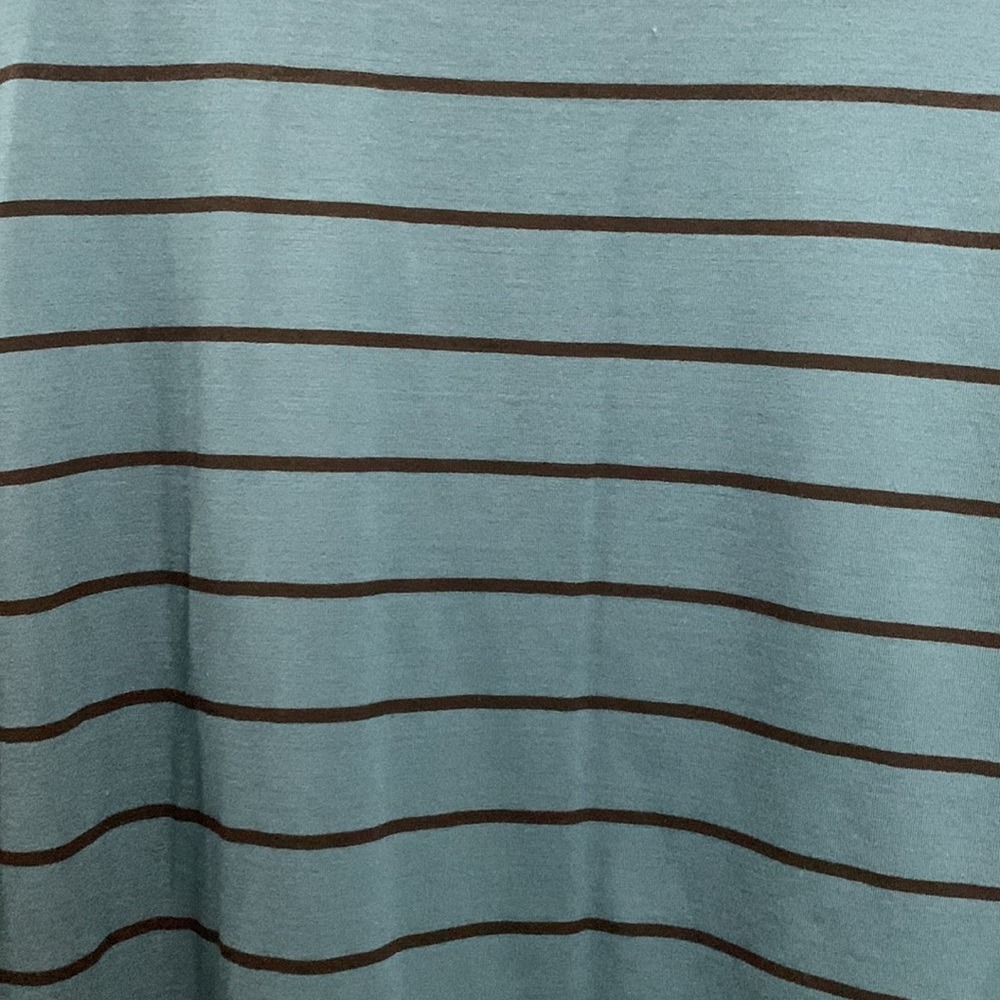 Tricotto Teal Blue Black Stripe Scoop Neck Drop Shoulder Boxy Top Women's Size S - Picture 8 of 10